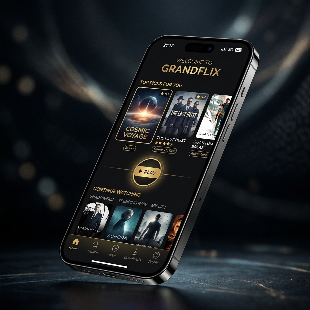 GRANDFLIX Mobile App Mockup
